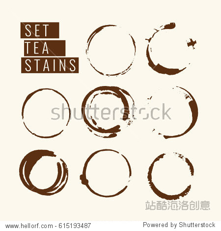set of isolated tea stains.
