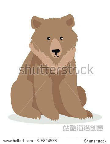cute bear flat vector isolated on white.