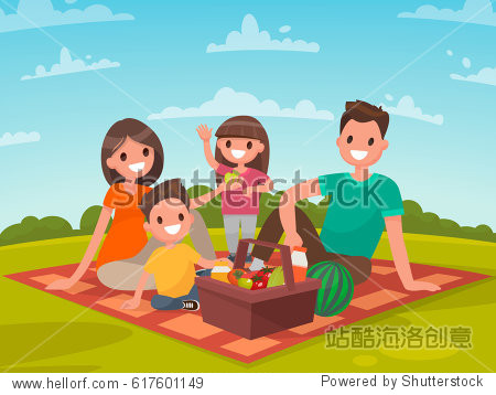 happy family on a picnic.