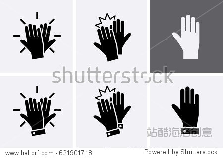 high five icon set. vector hands celebrating with