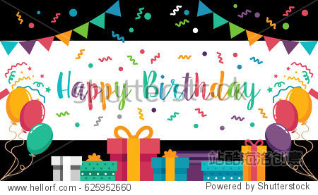 colorful letter happy birthday wallpaper/ banner