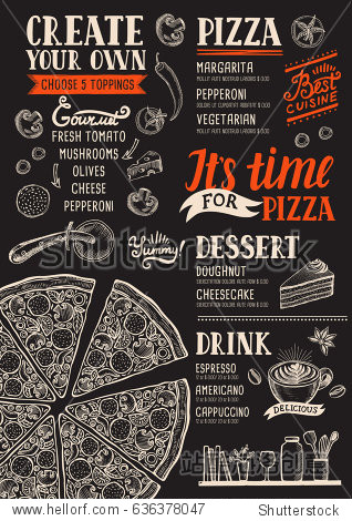 pizza food menu for restaurant and cafe. design