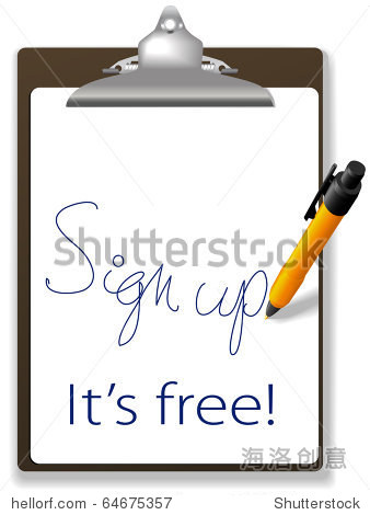 剪贴板和笔图标邀请客人点击链接,注册免费加