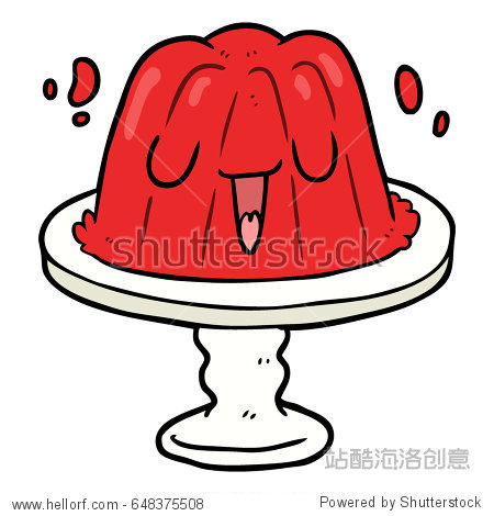 cartoon jelly on plate wobbling