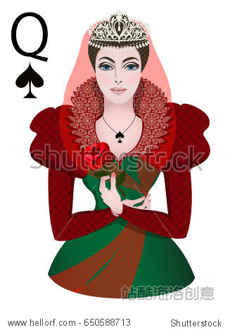 portrait of the queen of spades gambling isolated