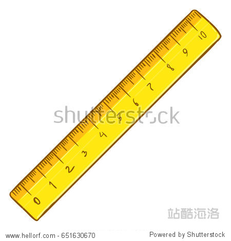 vector cartoon yellow ruler on white background