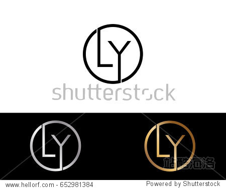 ly logo. letter design vector with black gold silver colors