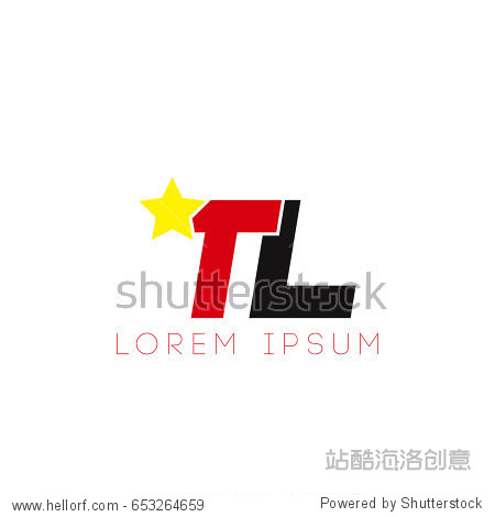 initial letter tl yellow star logo red black