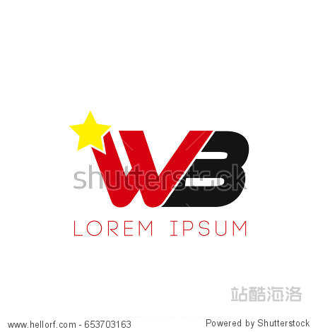 initial letter wb yellow star logo red black