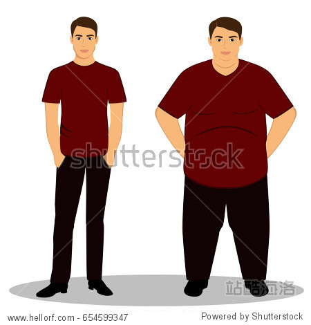 obesity. from thin to fat. boy getting fat gaining weight.