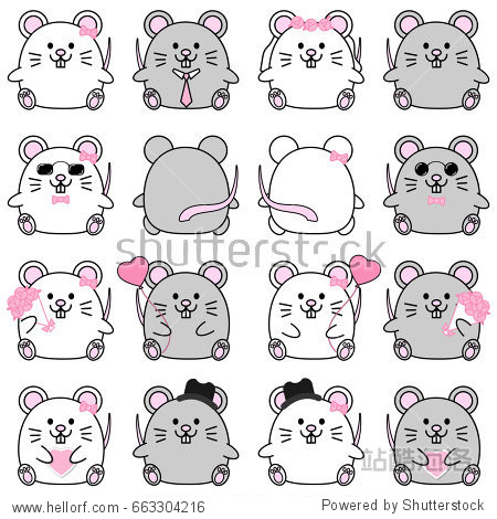 lovely cute couple cartoon mouse collection set with variety