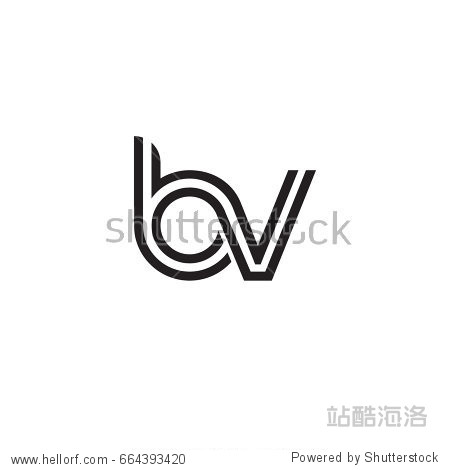 initial letter bv linked outline rounded lowercase monogram