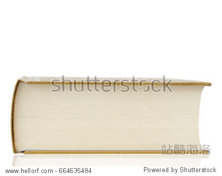 thick book with gold cover isolated on white background.