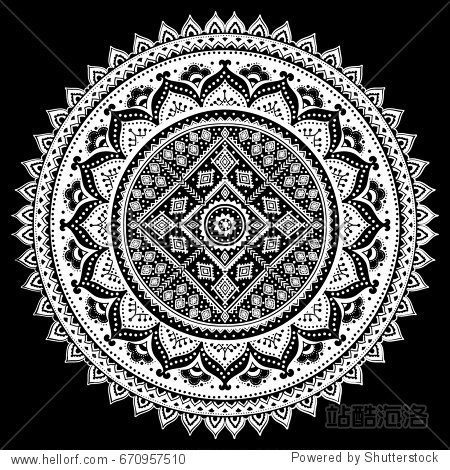 ethnic mandala towel. vector henna tattoo style.