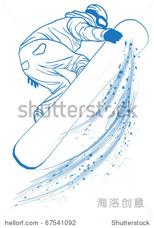 蓝色的轮廓的矢量插图运动员触摸她的滑雪板-运动/娱