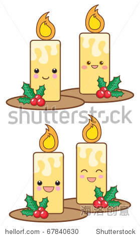 set of kawaii christmas candles.