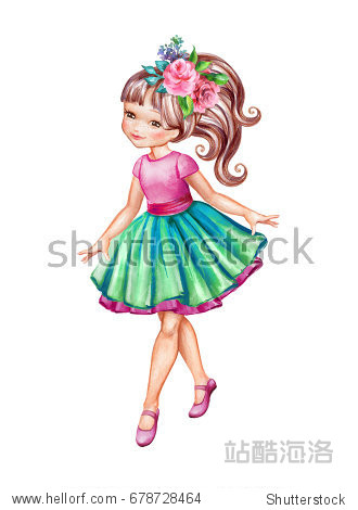 girl in pink top and green skirt cute little coquette ballerina