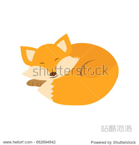 cute cartoon sleeping fox. forest animal.