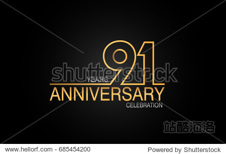91 years anniversary celebration logotype.