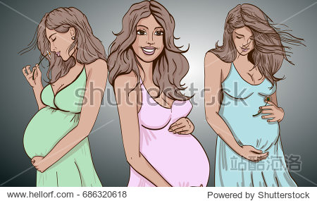 vector illustration of pregnant woman copy space