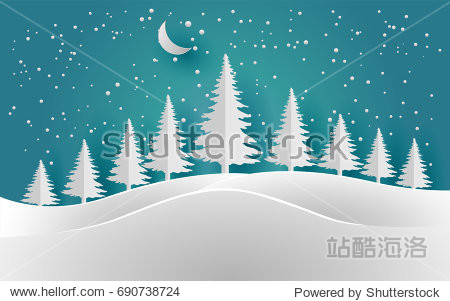 vector illustration of the snow forest. merry christmas