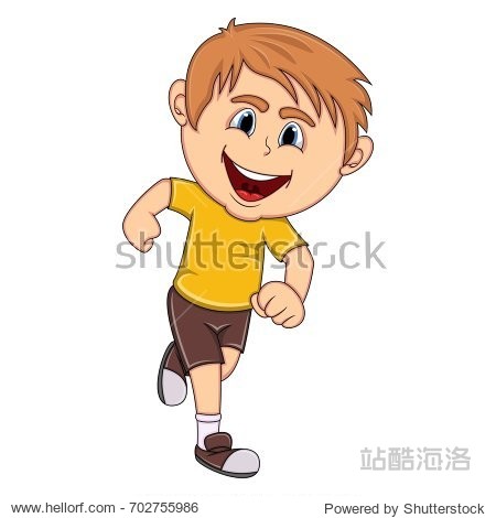 a boy running cartoon vector illustration