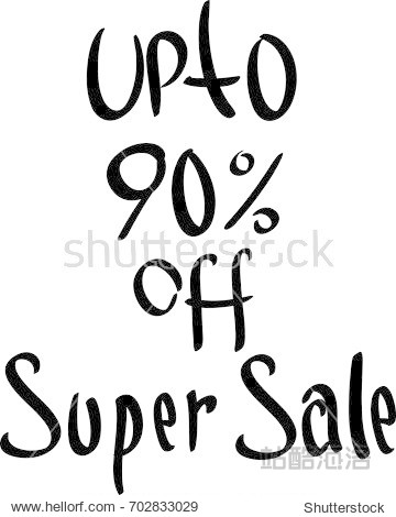 up to 90% off super sale. cute simple vector lettering.