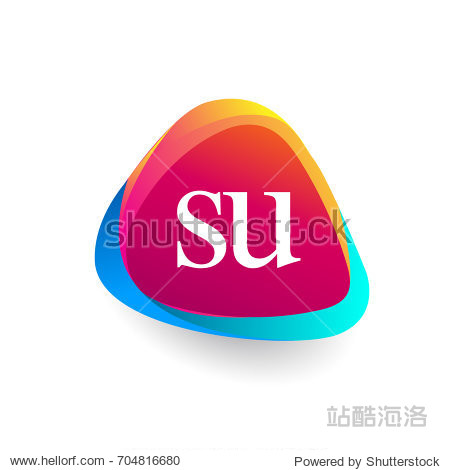 letter su logo in triangle shape and colorful background letter