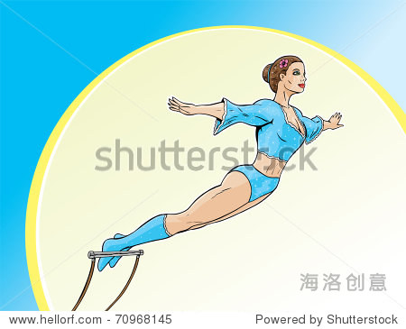 cartoon illustration of a beautiful trapeze