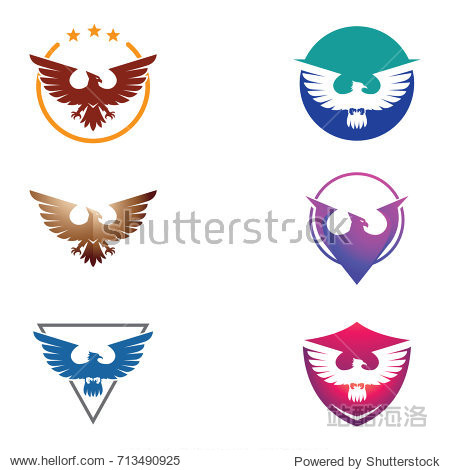 cool eagle hawk falcon logo set