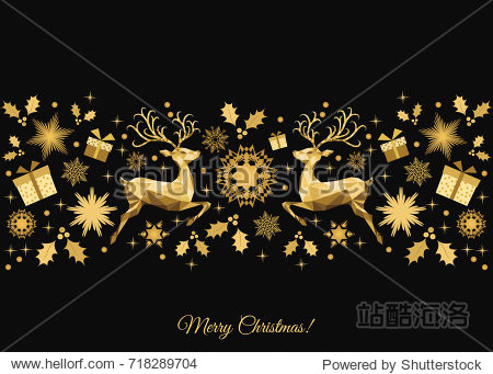 golden xmas tree decoration. happy new year pattern.