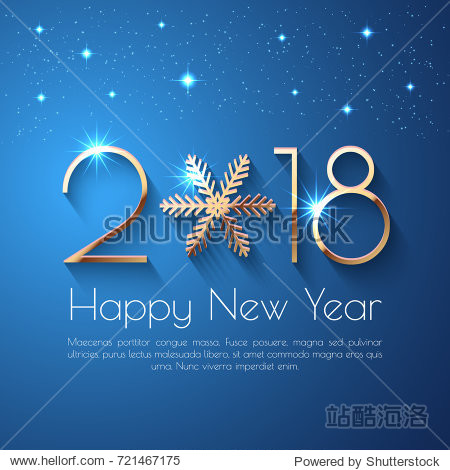vector greeting illustration with golden numbers and snowflake