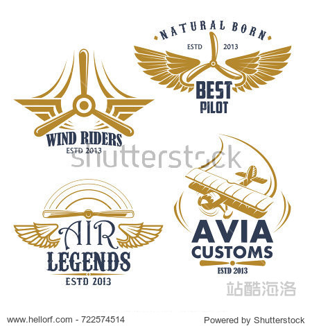 aviation pilots and retro airplane icons.