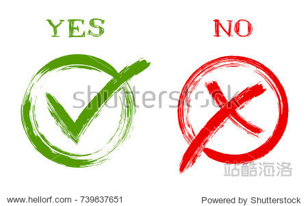yes and no approval and rejection signs, vector test choice