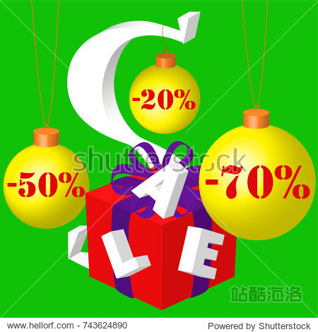 christmas sale, special offer background with gift box and