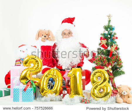 number 2018 balloon floating in day for christmas and new year