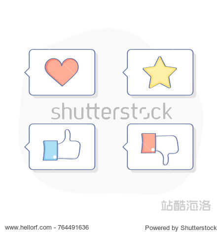 flat outline vector illustration set.