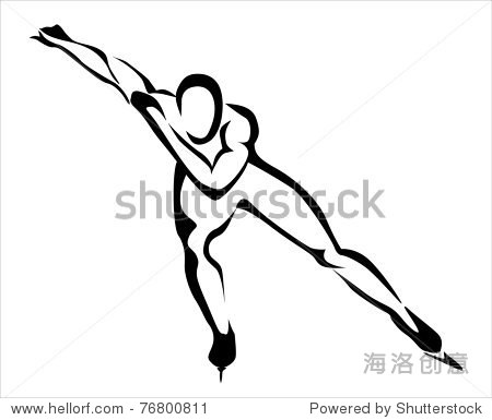 speed skating, stylized silhouette icon - 站酷