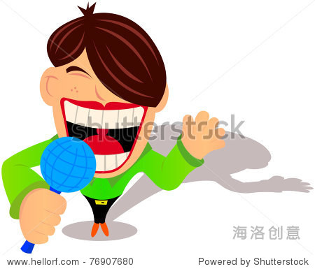 向量的卡通插图的男明星歌手和一个大嘴巴.-人物,插图