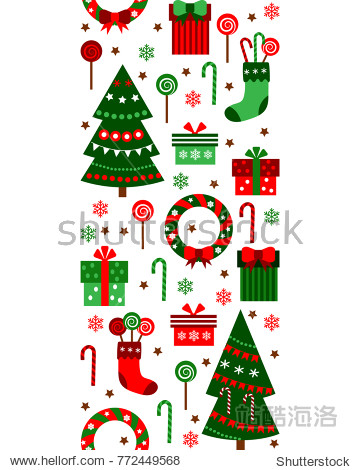 merry christmas and happy new year vertical border ribbon.