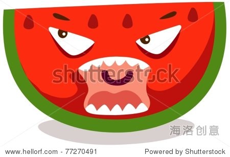 插图孤立的西瓜愤怒的白色背景 - 抽象,交通运输
