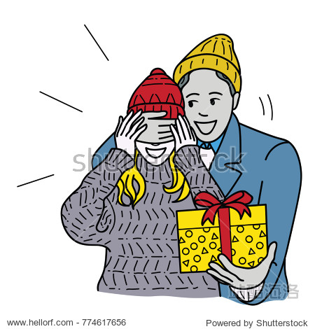 covering his girlfriends eyes aims to surprise by giving gift