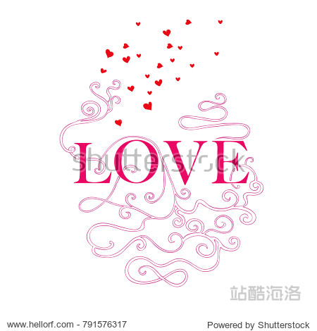 poster with love word and hearts for valentines day poster
