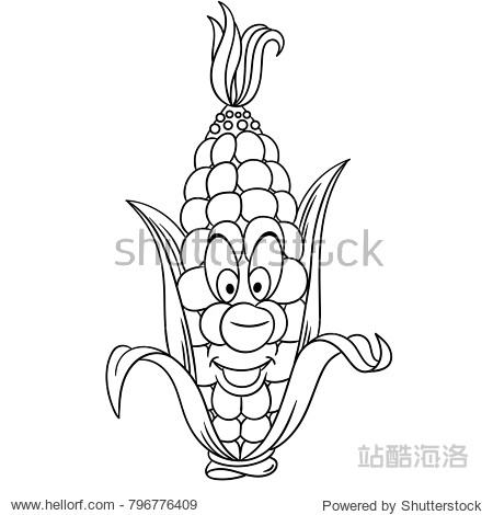 coloring book. cartoon corn. sweet