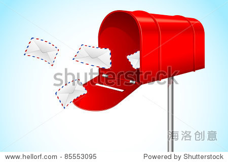 illustration of open letter box with flying envelope