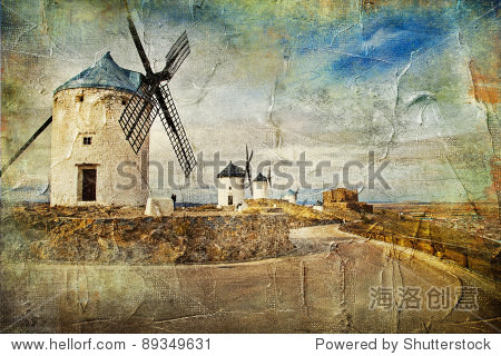 painting style,paintingeyeson windmills of spain - picture in painting style