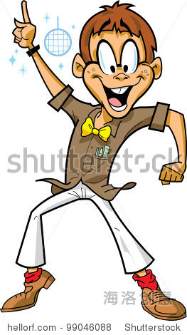 happy disco dancing party man boy nerd geek with glasses bow tie