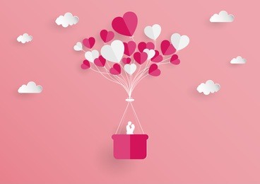 day balloon heart on abstract background with text i love you