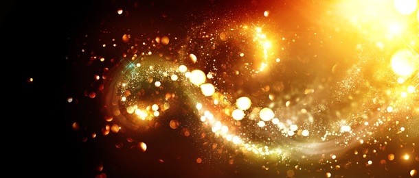 golden christmas and new year glittering stars swirl on black