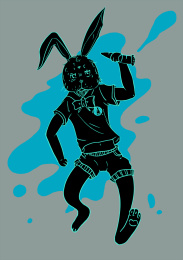 奔跑兔子拟人卡通插画